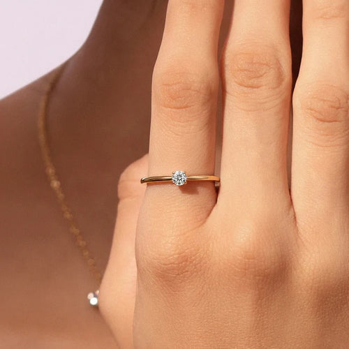 0.3 Ct Solitaire Diamond Engagement Ring | Earthly Jewels | Model image