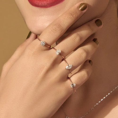 0.5 Oval Solitaire Engagement Ring | Earthly Jewels | Model image