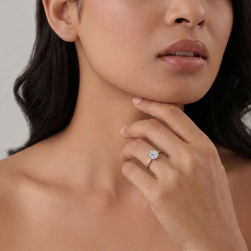 0.5Ct Cushion Beauty Ring | Earthly  Jewels | Model Image | Model image
