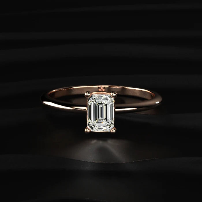 0.5Ct Emerald Cut Solitaire Ring | Earthly Jewels