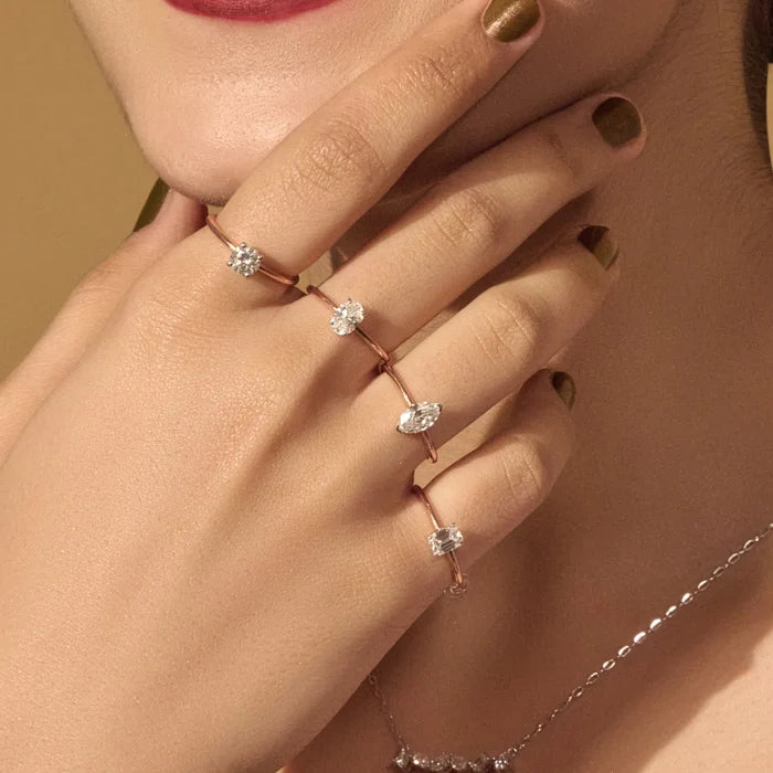 0.5Ct Emerald Cut Solitaire Ring | Earthly Jewels | Model image