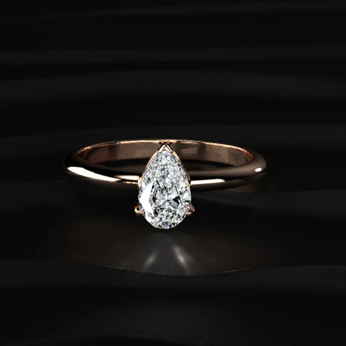 0.5Ct Pear Shape Solitaire Ring | Earthly Jewels