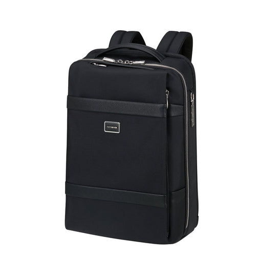 Samsonite 15.6" laptop backpack in black with padded compartments and adjustable straps. Perfect for travel and daily use.