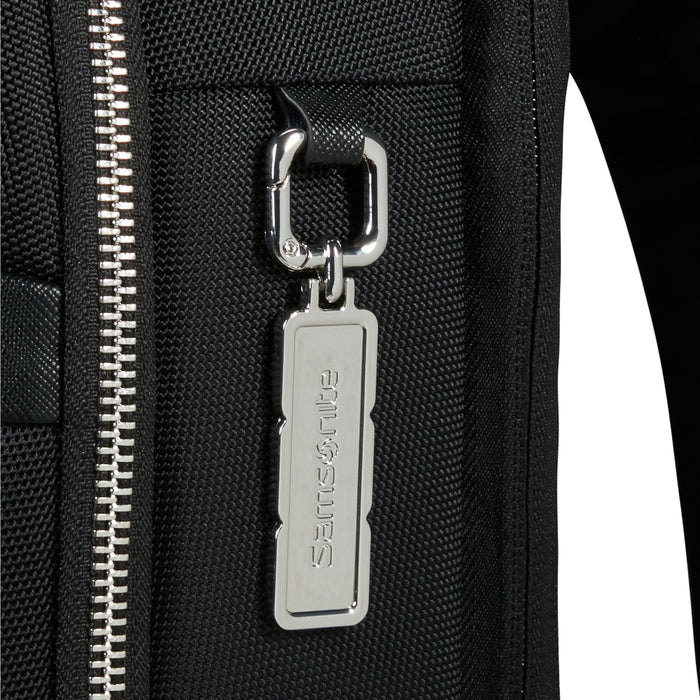Samsonite 15.6" laptop backpack in black with padded compartments and adjustable straps for comfort.