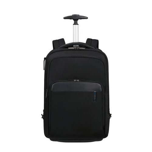 17.3" black wheeled backpack by Samsonite Luggage with adjustable straps and multiple compartments for organization.