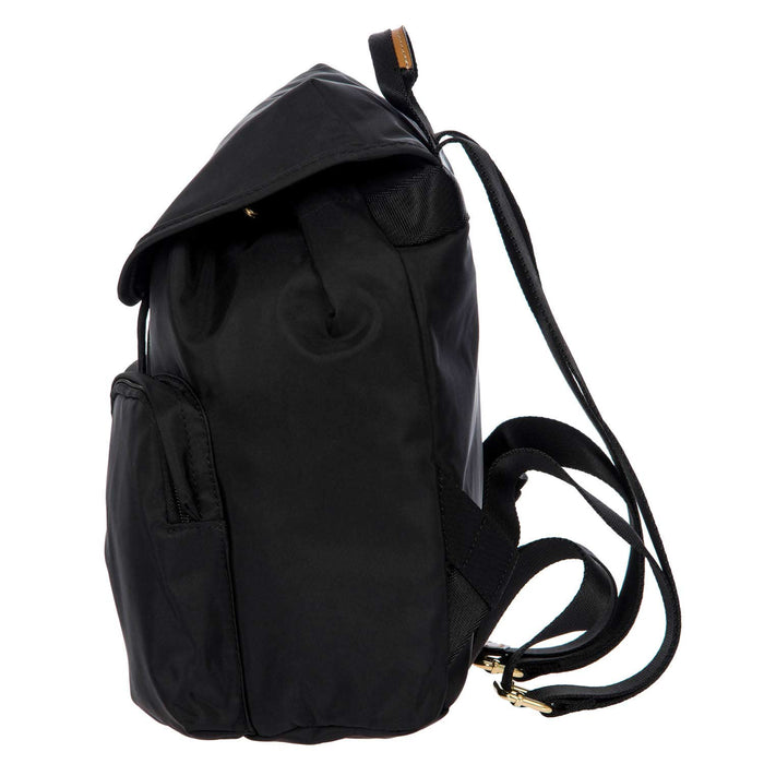 Bric's X Travel 2 Pocket Backpack in black, featuring two exterior pockets and a sleek design for travel convenience.