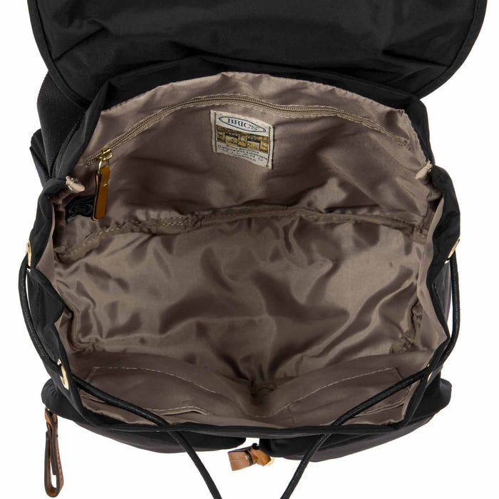 Bric's 2 Pocket Backpack in black, featuring dual compartments and adjustable straps for travel convenience.