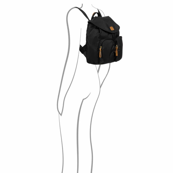 Black Bric's X Travel 2 Pocket Backpack featuring spacious compartments and adjustable straps for comfort.
