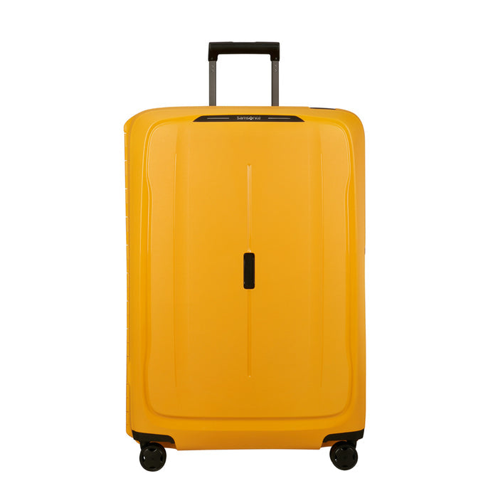Radiant yellow 81cm spinner suitcase by Samsonite, featuring a sleek design and durable wheels for easy travel.
