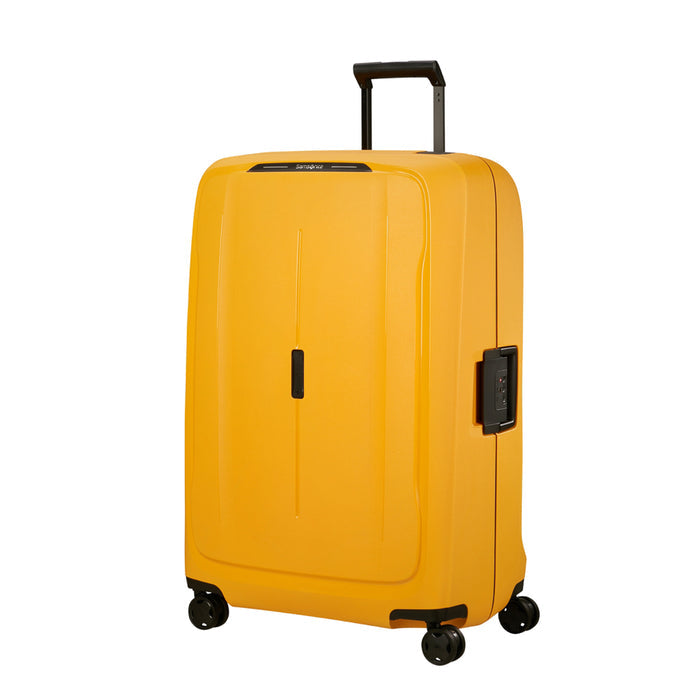 Radiant yellow 81cm Spinner Suitcase by Samsonite, showcasing durable design and spacious interior for travel convenience.