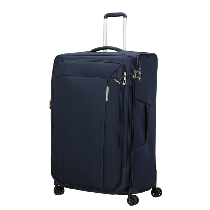 82cm midnight blue Spinner Suitcase by Samsonite, featuring durable construction and spacious check-in luggage design.