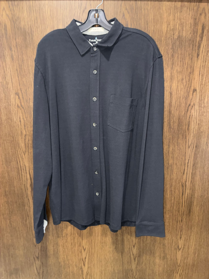 Tailor Vintage Men’s XL Slim Fit Black Long Sleeve Knit Button Up Shirt