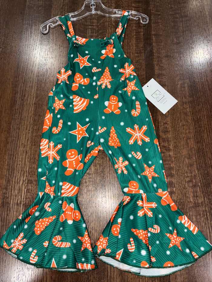 Gingerbread Girls Bell Bottom Jumpsuit Overall Romper 24 Months 2T New