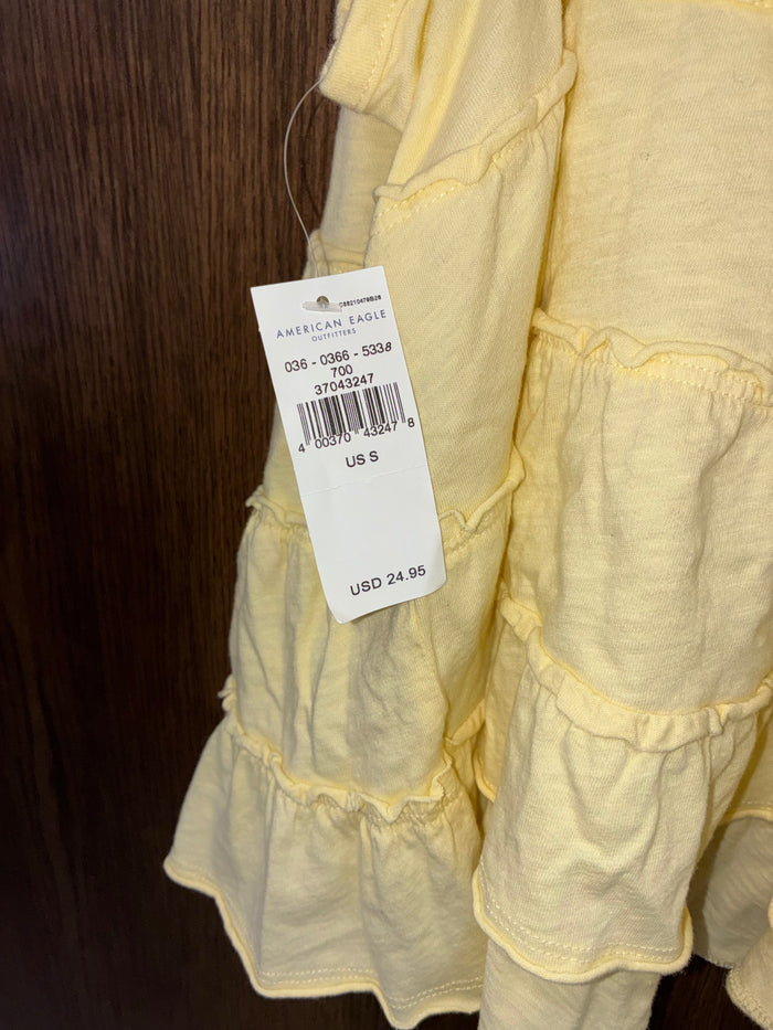 American Eagle Yellow Tiered Tank Top Small NWT