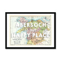 Abersoch is our Happy Place Quote (White) on Vintage North Wales Map Wall Art - Framed