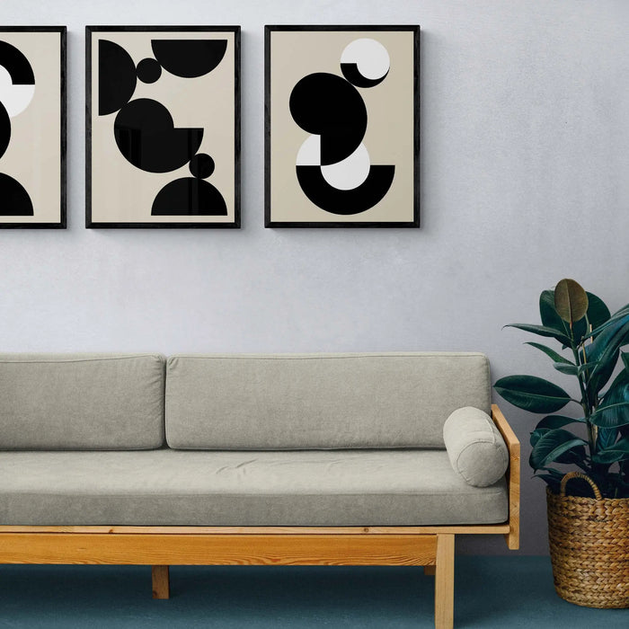 Abstract Shells No 4 - Black & Beige Abstract Wall Art - Framed - Beach House Art