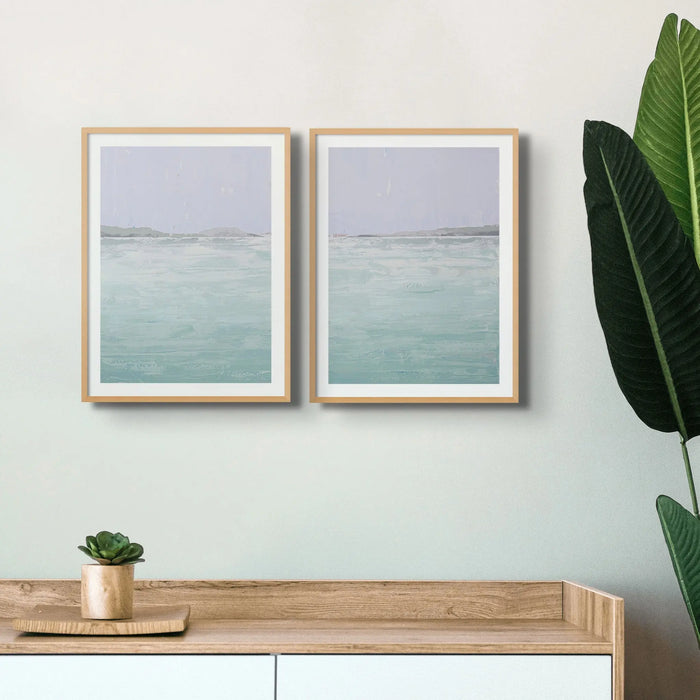 Blue Beach Art Print | Beach Painting - Framed Wall Art
