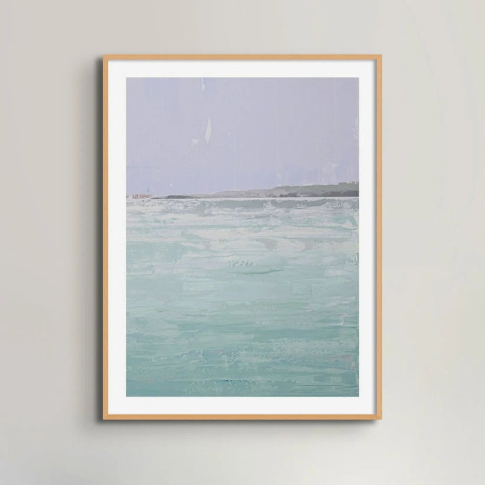 Blue Beach Art Print | Beach Painting - Framed Wall Art