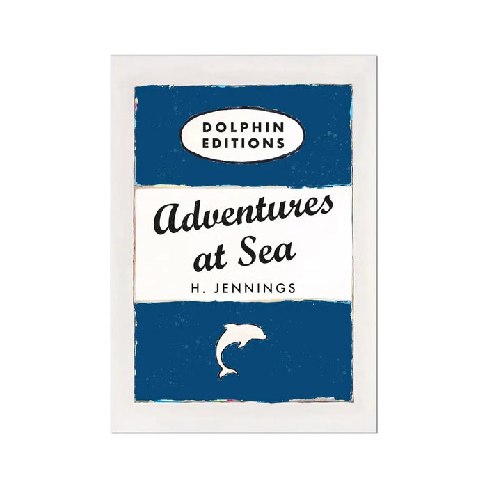 A vintage style book cover art print with the title 'Adventures at Sea' and the author H. Jennings.