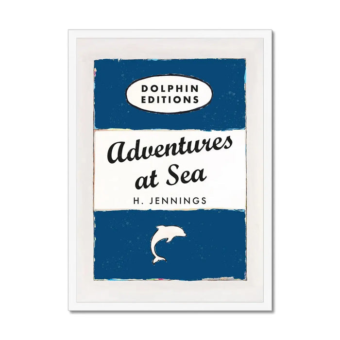 A vintage style book cover art print with the title 'Adventures at Sea' and the author H. Jennings.