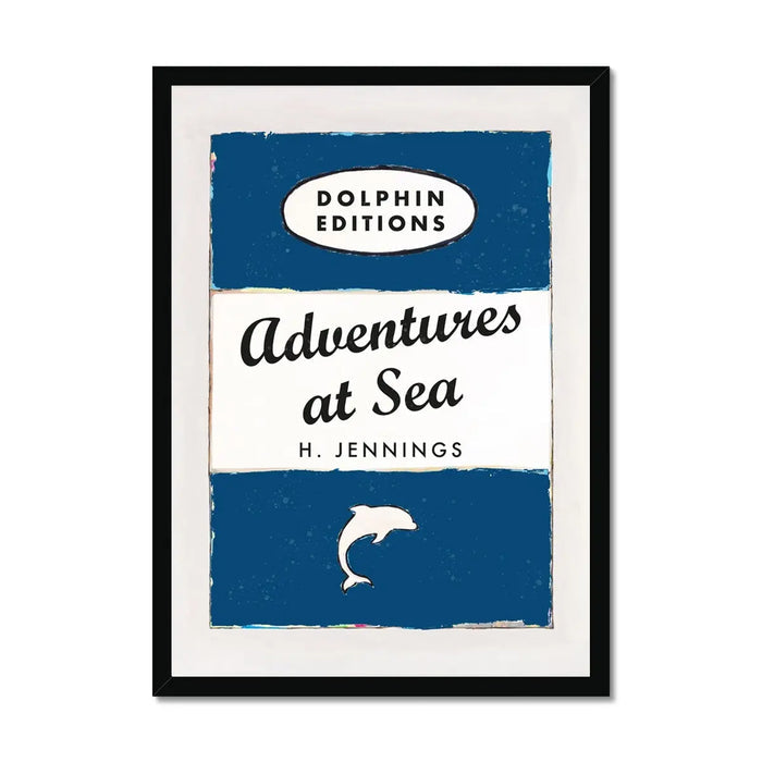 A vintage style book cover art print with the title 'Adventures at Sea' and the author H. Jennings.