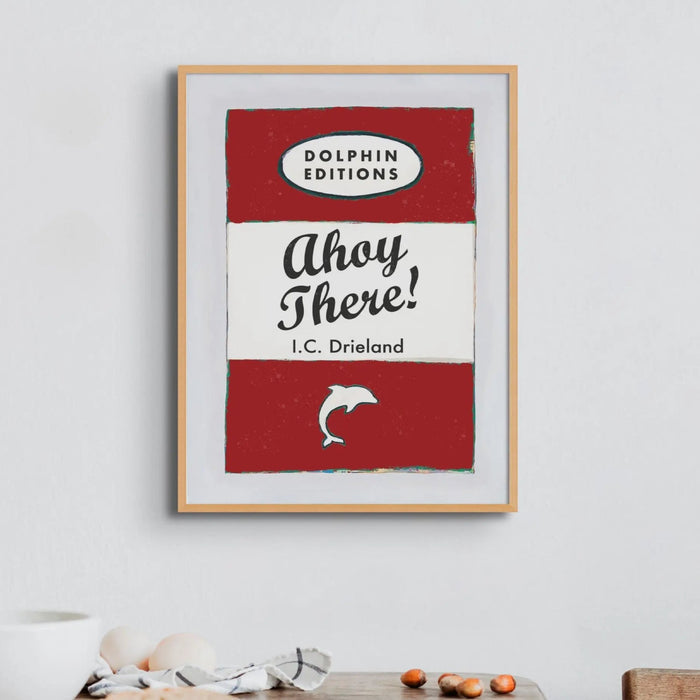 A red vintage style book cover art print with the title 'Ahoy There!' by I.C.