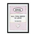 Beach House Art | All You Need is Love (Pink) | Lyric Book Cover Art Print in black frame