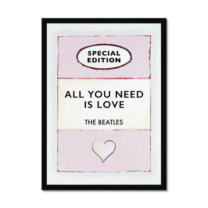Beach House Art | All You Need is Love (Pink) | Lyric Book Cover Art Print in black frame