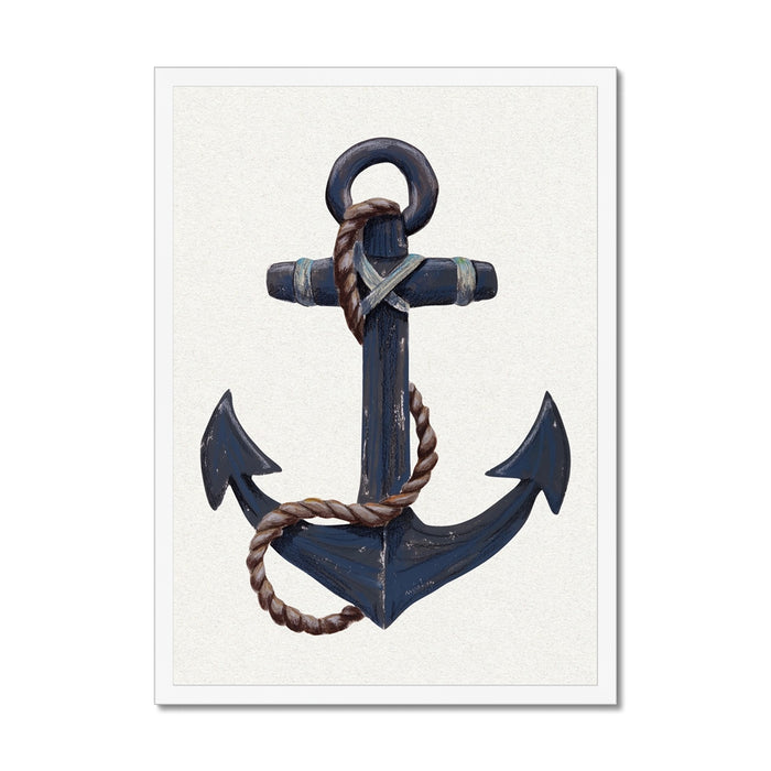 Decorative anchor print with rope on a white background