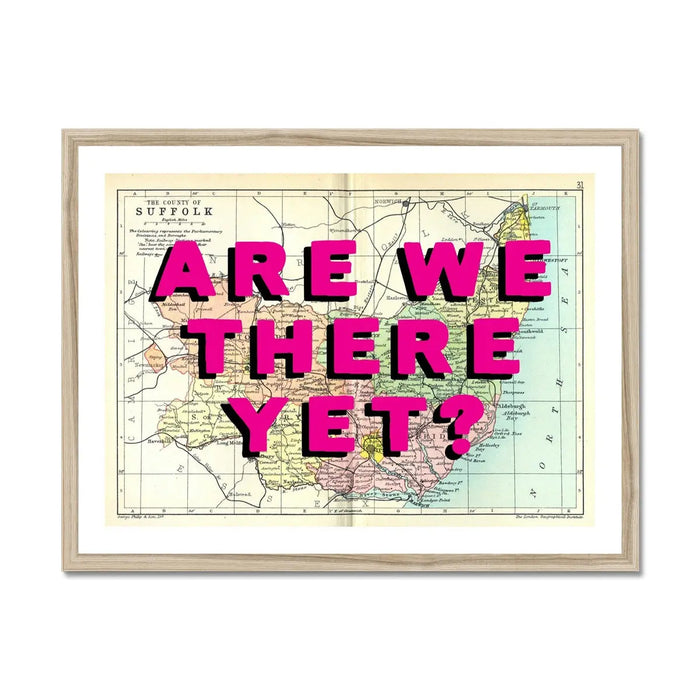 Are We There Yet? (Suffolk Map) Vintage Map Art - Framed - Beach House Art