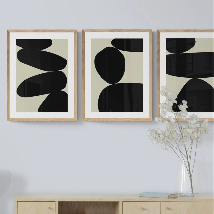 set of 3 solid shape art - Beach House Art