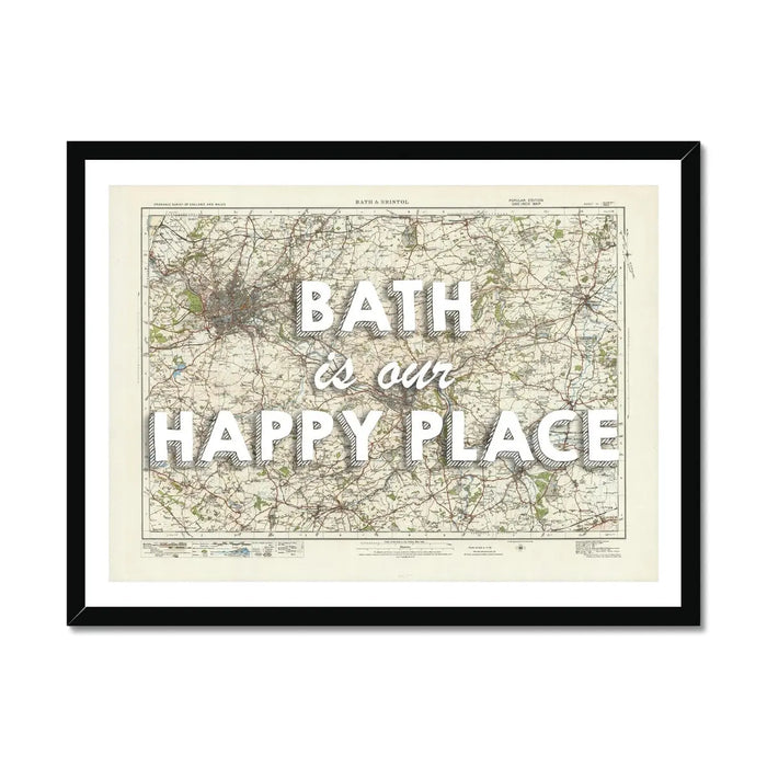 Bath is our Happy Place Art Print | Vintage Map Print of Bath - Framed Wall art