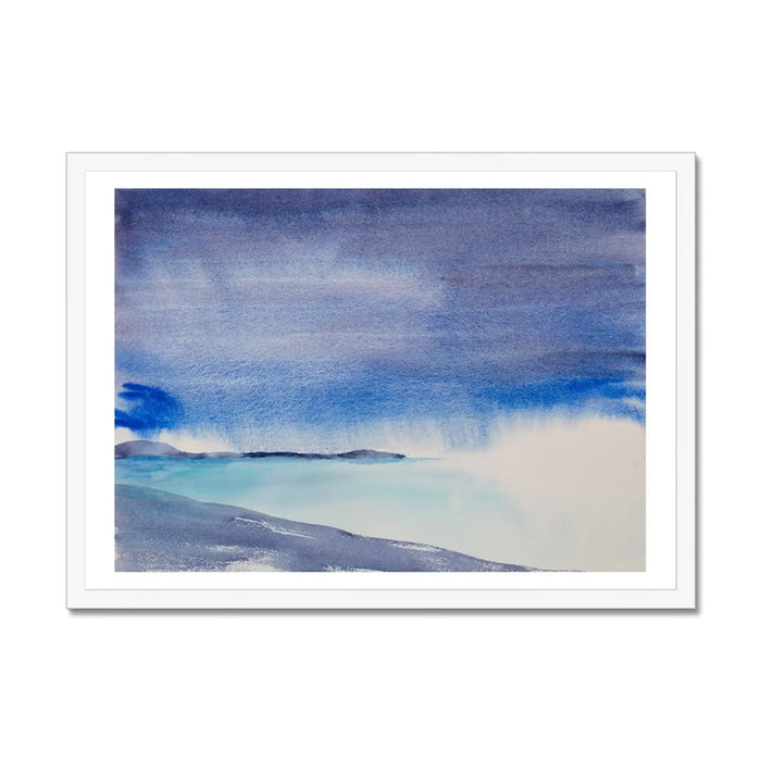 Beach Print (Watercolour Beach Art) Fleeting Rain - Framed