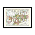 Ben Nevis Map Print | My Happy Place Map In White - Framed