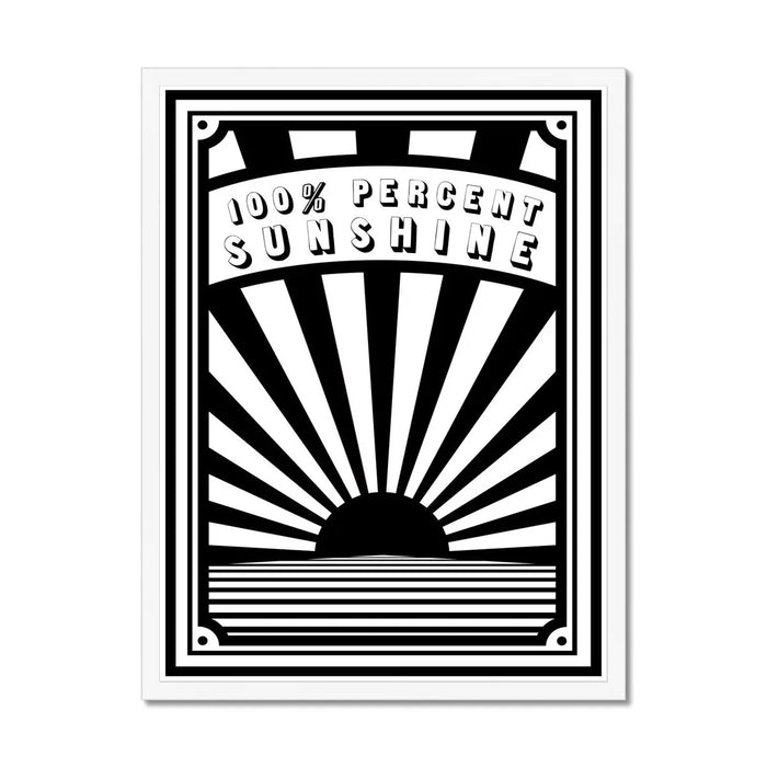 Black 100% Sunshine (Graphic Wall Art) - Framed - Beach House Art