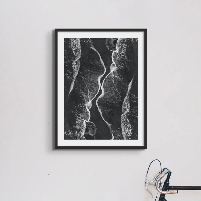 Black Surf (Black & White Photography) - Framed - Beach House Art