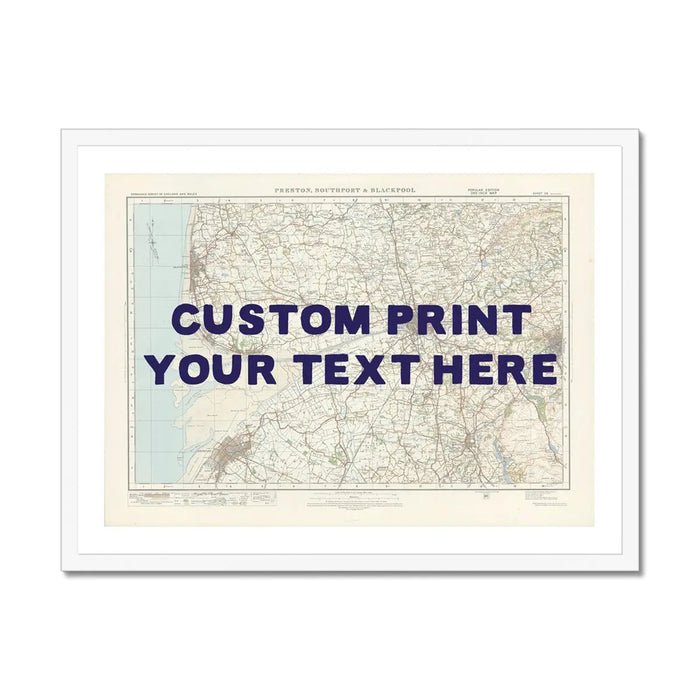 Blackpool Personalised Map Art Print | Custom Map of Blackpool | Navy Hand Drawn Font - Framed Wall Art