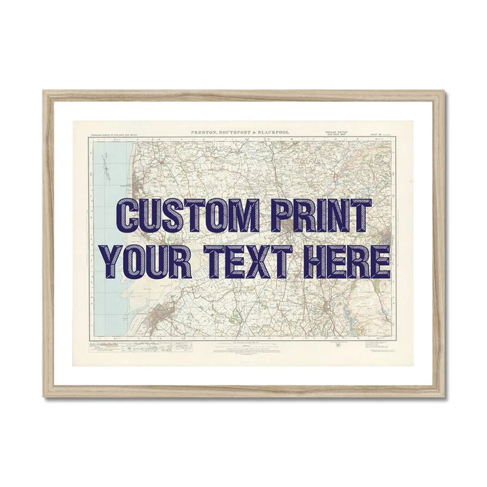 Blackpool Personalised Map Print | Custom Map of Blackpool | Navy Vintage Font - Framed wall art