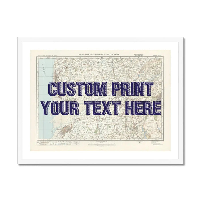 Blackpool Personalised Map Print | Custom Map of Blackpool | Navy Vintage Font - Framed wall art