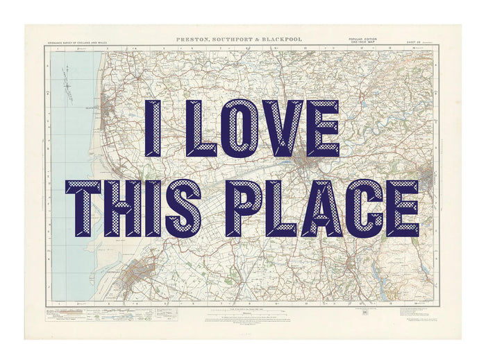 Blackpool Personalised Map Print | Custom Map of Blackpool | Navy Vintage Font - Unframed Wall Art