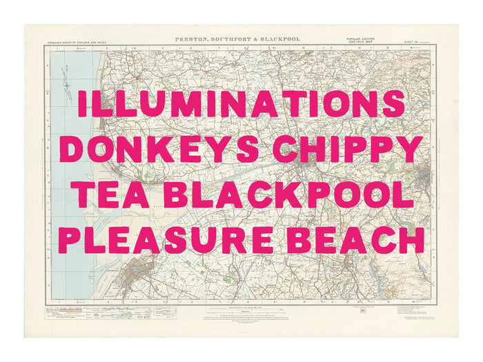 Blackpool Personalised Map Print | Map of Blackpool | Pink Hand Drawn Font - Framed Map Print