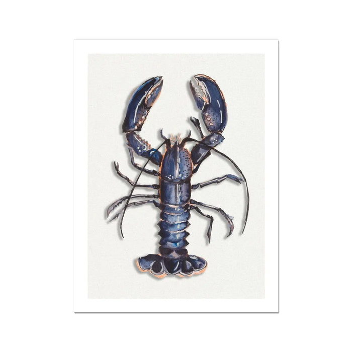 Blue lobster print – coastal kitchen wall art, watercolour lobster art