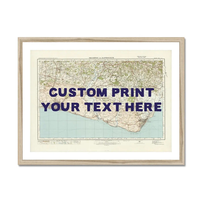 custom Map print of Brighton | Personalised Map Print | Map prints in Navy Hand Drawn Font- Framed Wall Art