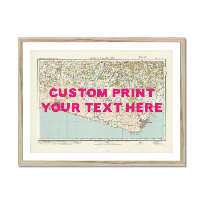 custom Map print of Brighton | Personalised Map Print | Map Wall Art in Pink Hand Drawn Font - Framed wall art