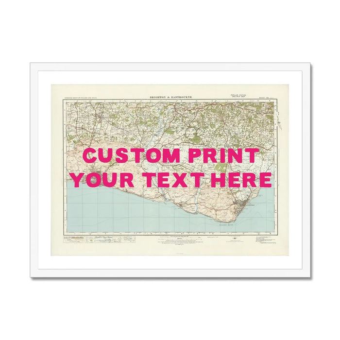 custom Map print of Brighton | Personalised Map Print | Map Wall Art in Pink Hand Drawn Font - Framed wall art