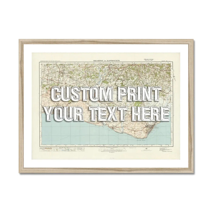 Custom Map Print of Brighton | Personalised Map Print | Map Prints in white font - Framed wall art