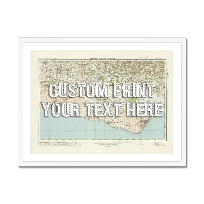 Custom Map Print of Brighton | Personalised Map Print | Map Prints in white font - Framed wall art