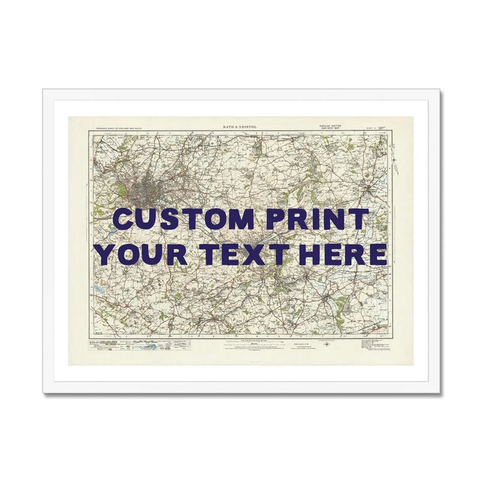 Custom Map print of Bristol & Bath | Personalised Map Print | Map Wall Art in Navy Hand Drawn Font - Framed Wall Art