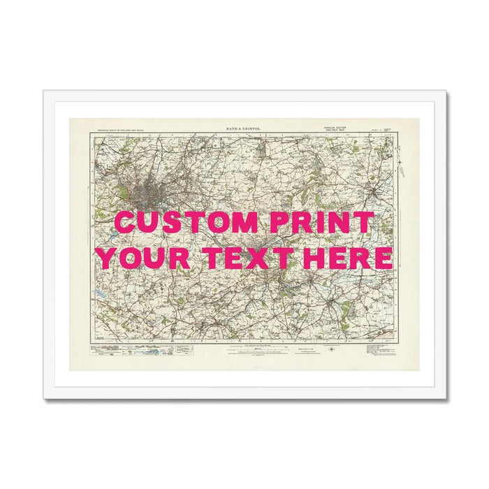 Custom map print of Bristol & Bath | Personalised Map Print | Map Prints with pink font - Framed wall art