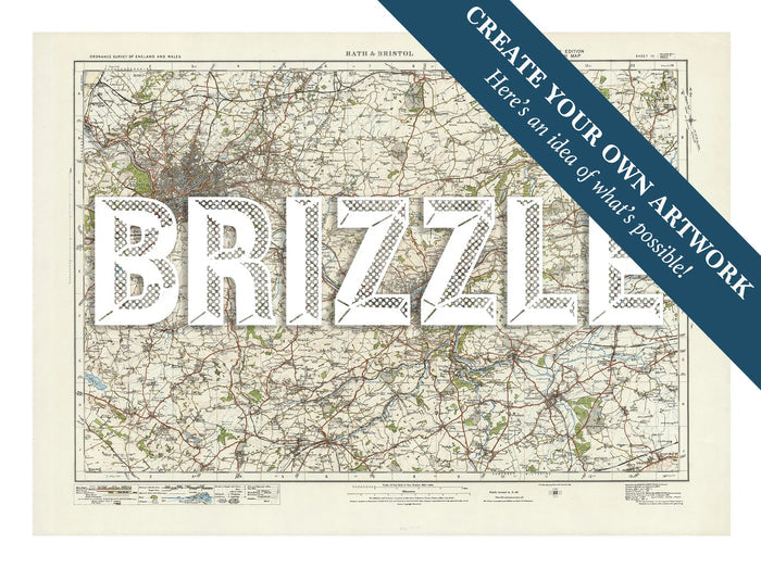 custom Map Print of Bristol & Bath | Personalised Map Print | Map Prints in white font - Framed wall art